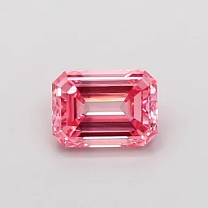 0.52ct EMERALD Fancy Vivid Pink VS1 Coloured Lab diamond