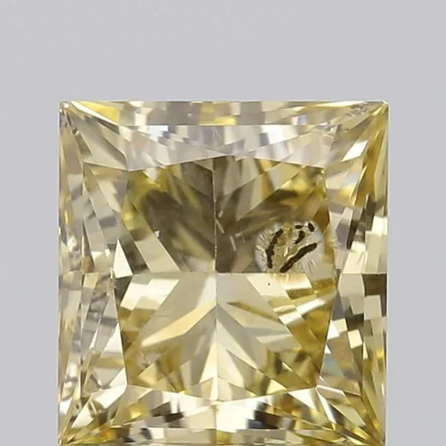 1.01ct PRINCESS Fancy Yellow I1 Coloured Lab diamond