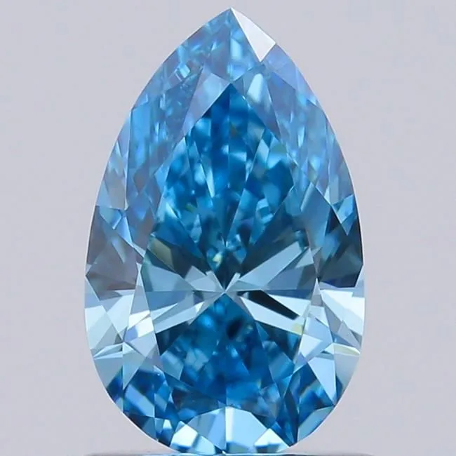 0.80ct PEAR Fancy Vivid Blue VVS2 Coloured Lab diamond