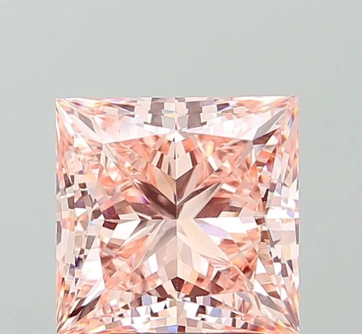3.59ct PRINCESS Fancy Vivid Pink VVS2 Coloured Lab diamond