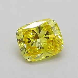 0.81ct CUSHION Fancy Vivid Yellow VS1 Coloured Lab diamond