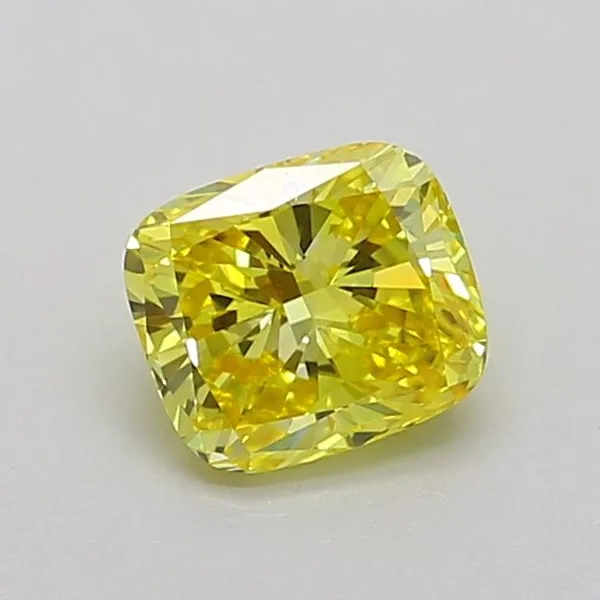0.81ct CUSHION Fancy Vivid Yellow VS1 Coloured Lab diamond