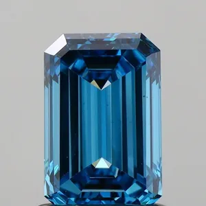 0.96ct EMERALD Fancy Vivid Blue VS1 Coloured Lab diamond