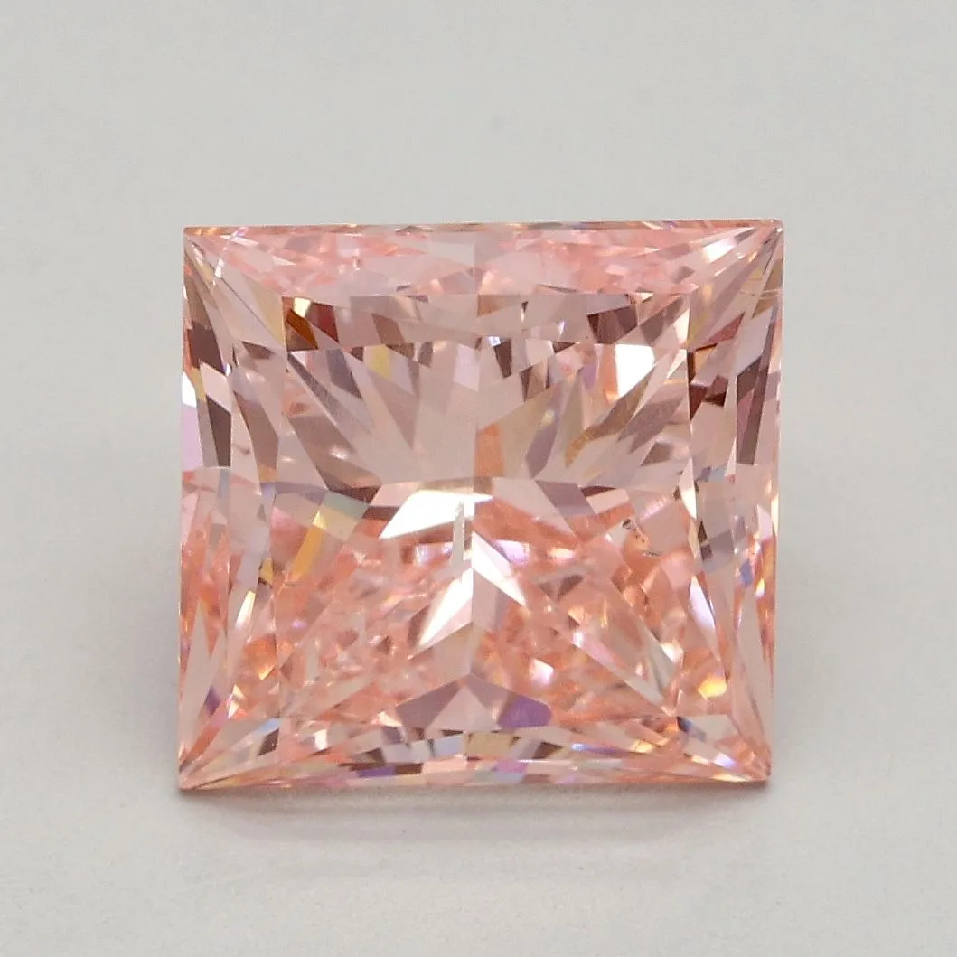 3.09ct PRINCESS Fancy Intense Pink SI2 Coloured Lab diamond