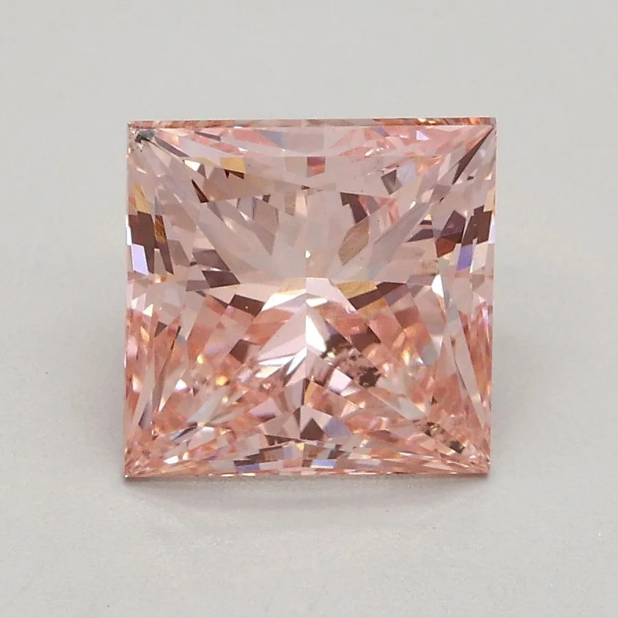 1.73ct PRINCESS Fancy Intense Pink VS2 Coloured Lab diamond