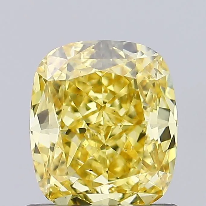 0.92ct CUSHION Fancy Vivid Yellow VS2 Coloured Lab diamond