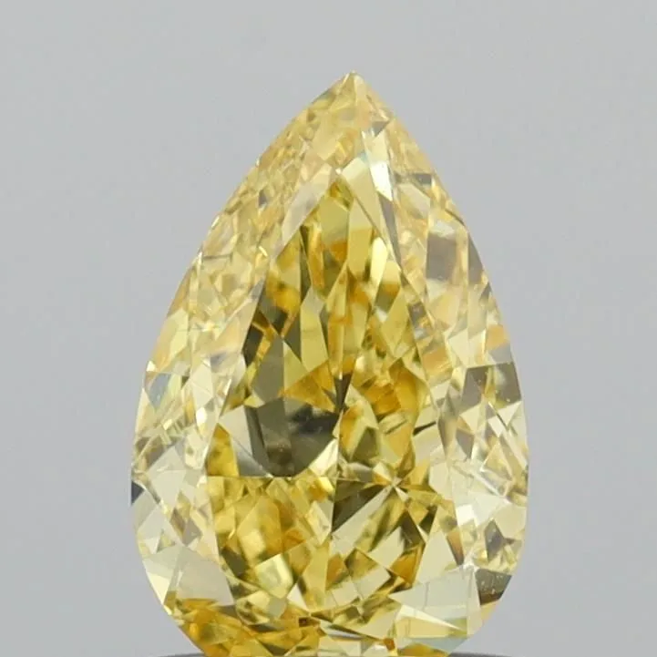 0.71ct PEAR Fancy Intense Yellow VS1 Coloured Lab diamond