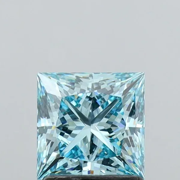 1.44ct PRINCESS Fancy Vivid Blue VVS2 Coloured Lab diamond