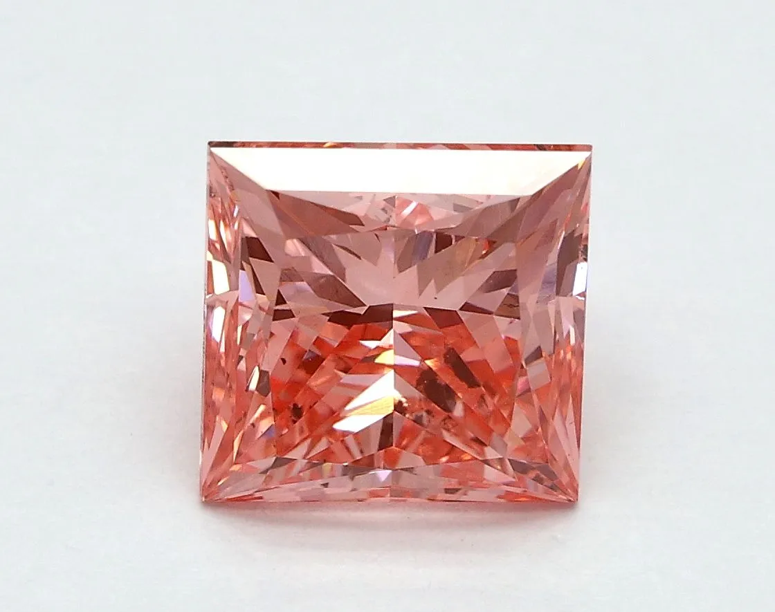 2.00ct PRINCESS Fancy Vivid Pink SI1 Coloured Lab diamond