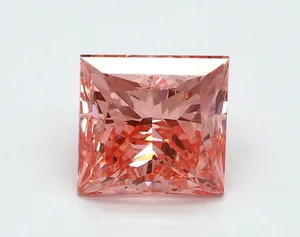 2ct PRINCESS Fancy Vivid Pink SI1 Coloured Lab diamond