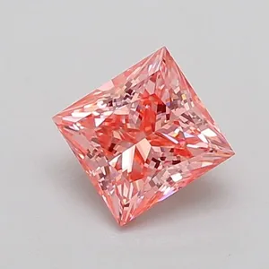 0.84ct PRINCESS Fancy Vivid Pink VS1 Coloured Lab diamond