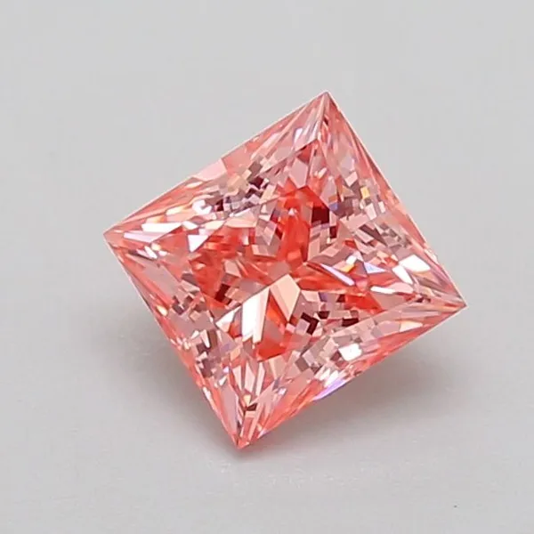 0.84ct PRINCESS Fancy Vivid Pink VS1 Coloured Lab diamond