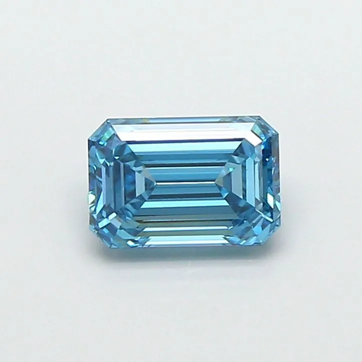 0.86ct EMERALD Fancy Vivid Blue VVS2 Coloured Lab diamond