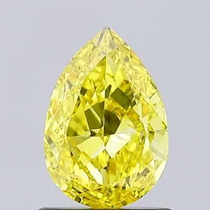 0.88ct PEAR Fancy Vivid Yellow VS2 Coloured Lab diamond