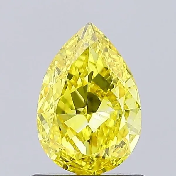 0.88ct PEAR Fancy Vivid Yellow VS2 Coloured Lab diamond