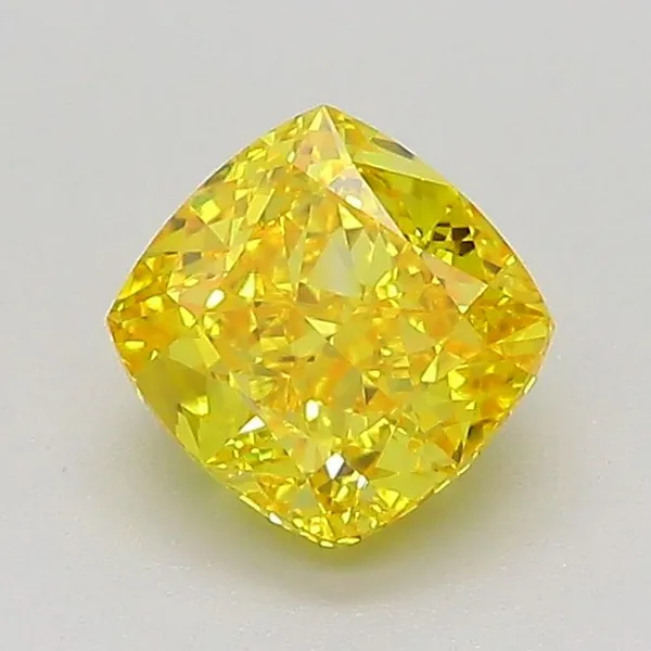 1.03ct CUSHION Fancy Vivid Yellow VVS1 Coloured Lab diamond