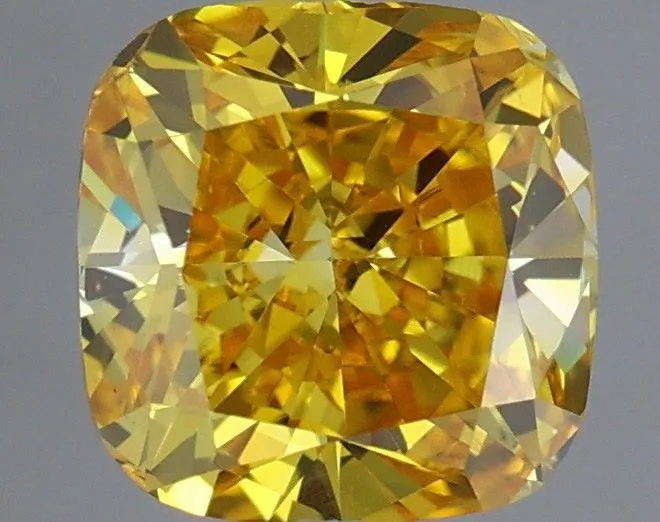 1.02ct CUSHION Fancy Vivid Yellow VS1 Coloured Lab diamond