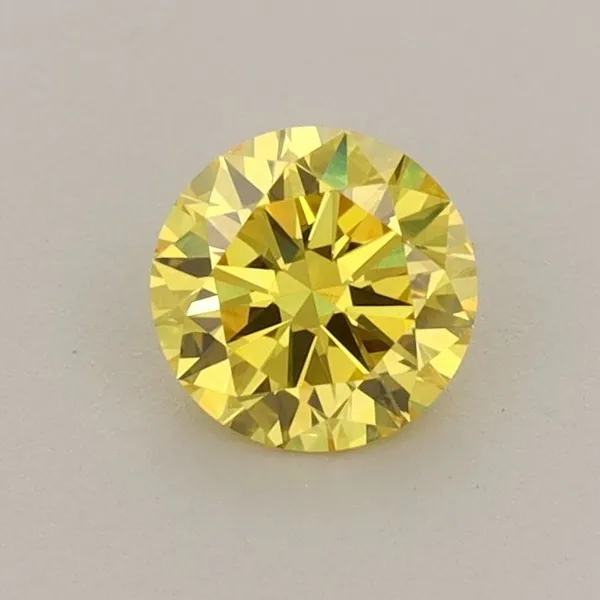 0.63ct ROUND Fancy Vivid Yellow VVS2 Coloured Lab diamond