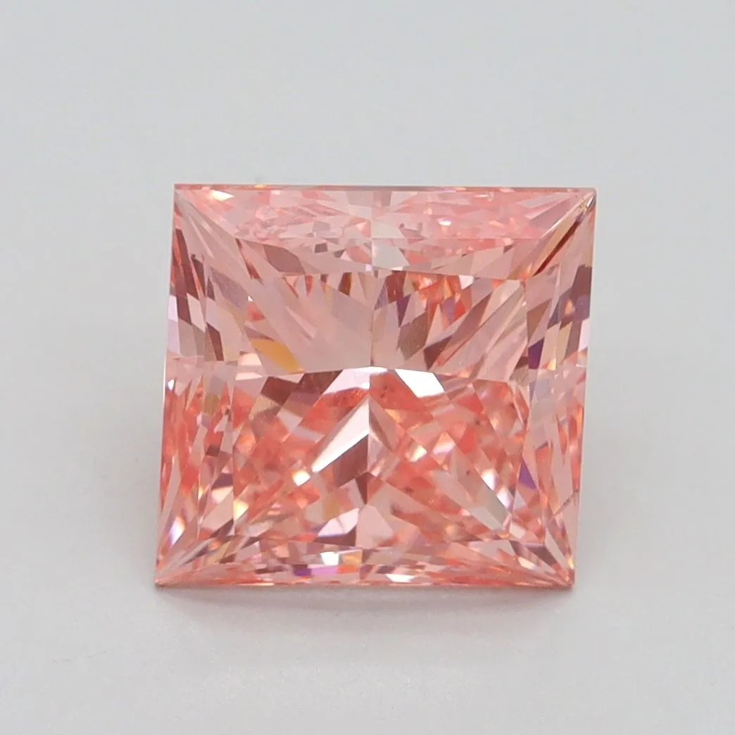 3.32ct PRINCESS Fancy Vivid Pink VS2 Coloured Lab diamond