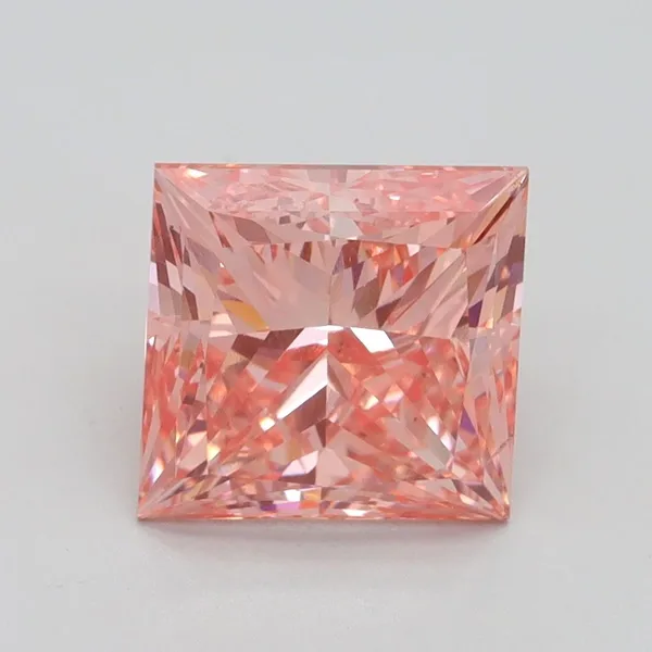 3.32ct PRINCESS Fancy Vivid Pink VS2 Coloured Lab diamond
