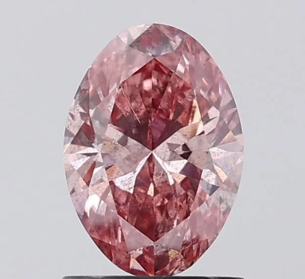 1.07ct OVAL Fancy Vivid Brownish Pink I1 Coloured Lab diamond