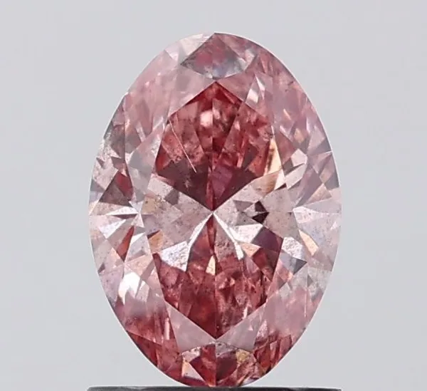 1.07ct OVAL Fancy Vivid Brownish Pink I1 Coloured Lab diamond