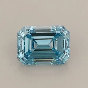0.7ct EMERALD Fancy Vivid Blue VS2 Coloured Lab diamond