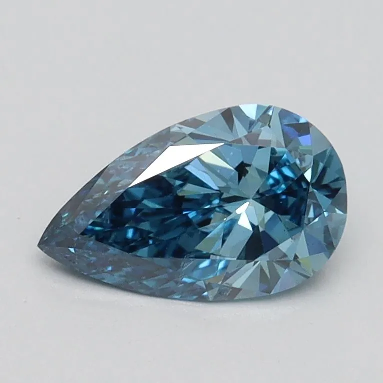 0.72ct PEAR Fancy Vivid Blue SI1 Coloured Lab diamond
