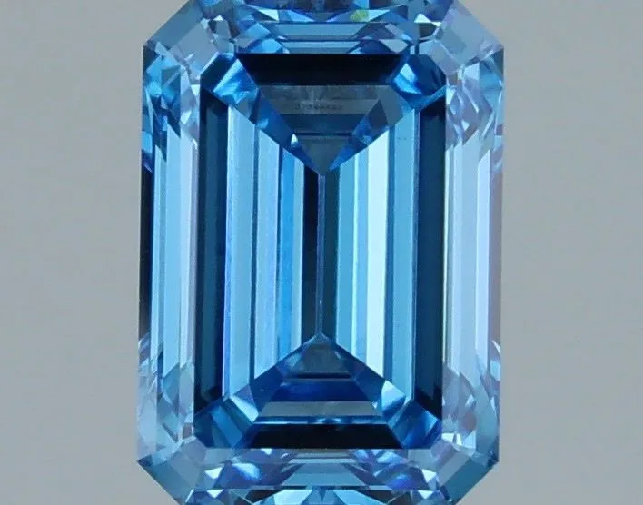 1.40ct EMERALD Fancy Vivid Blue VVS2 Coloured Lab diamond