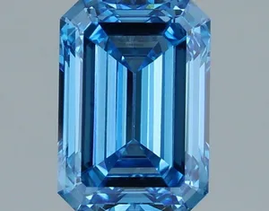 1.4ct EMERALD Fancy Vivid Blue VVS2 Coloured Lab diamond