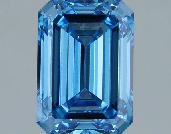 1.4ct EMERALD Fancy Vivid Blue VVS2 Coloured Lab diamond