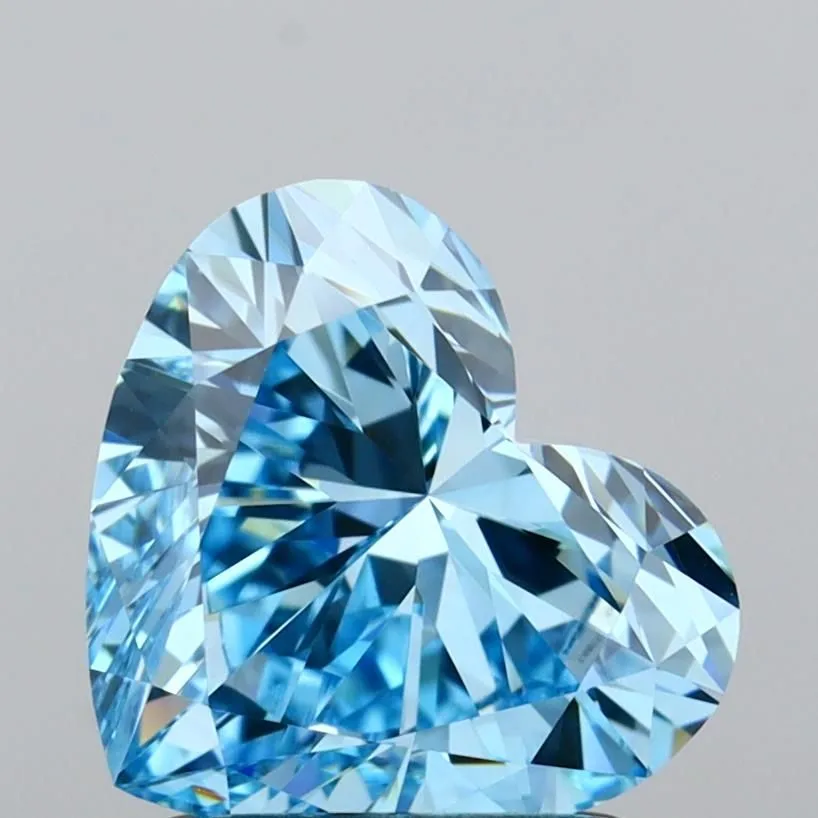 1.50ct HEART Fancy Vivid Blue VVS1 Coloured Lab diamond