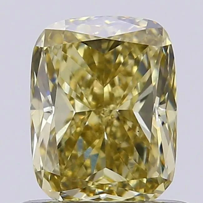0.70ct CUSHION Fancy Yellow VS1 Coloured Lab diamond