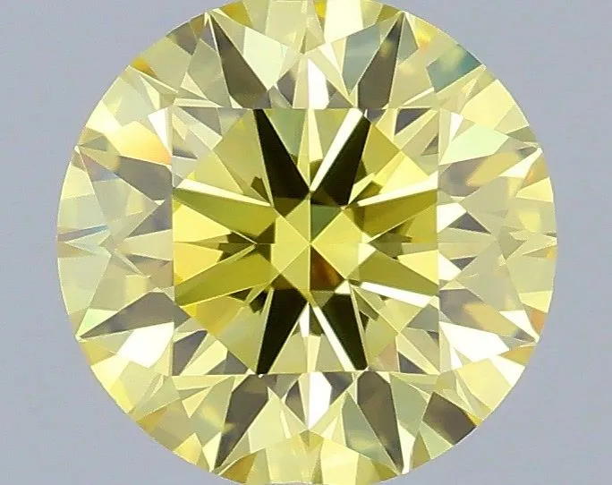 0.67ct ROUND Fancy Vivid Yellow VVS1 Coloured Lab diamond