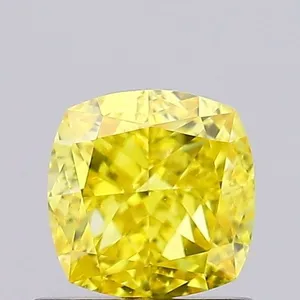 0.89ct CUSHION Fancy Vivid Yellow VVS2 Coloured Lab diamond