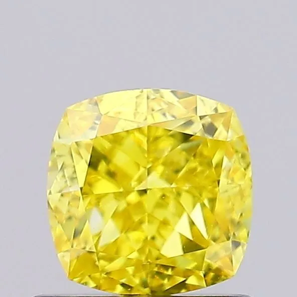 0.89ct CUSHION Fancy Vivid Yellow VVS2 Coloured Lab diamond