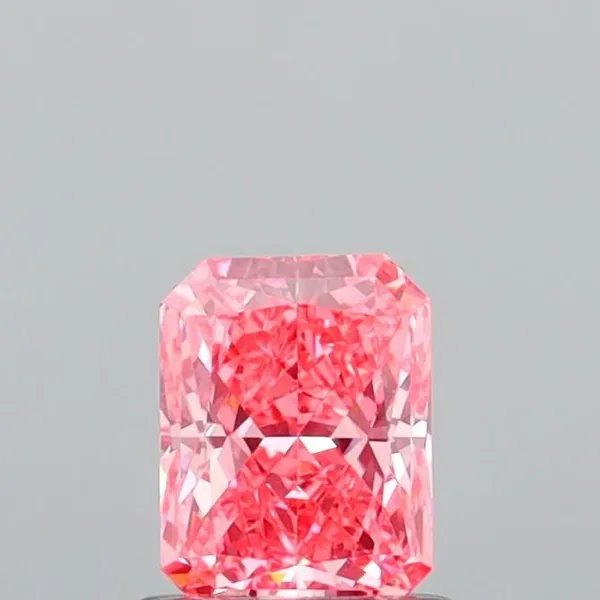 0.97ct RADIANT Fancy Vivid Pink VVS2 Coloured Lab diamond