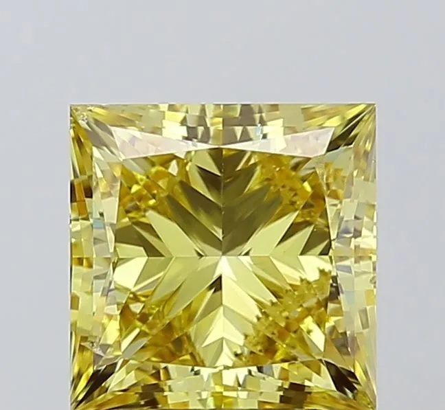 2.99ct PRINCESS Fancy Intense Yellow SI1 Coloured Lab diamond