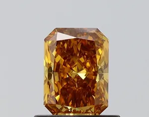 0.7ct RADIANT Fancy Vivid Brownish Yellow VVS2 Coloured Lab diamond