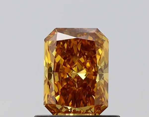 0.7ct RADIANT Fancy Vivid Brownish Yellow VVS2 Coloured Lab diamond