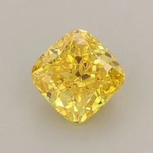 0.79ct CUSHION Fancy Vivid Yellow VVS2 Coloured Lab diamond