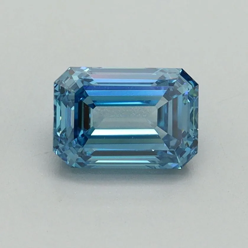 1.01ct EMERALD Fancy Vivid Blue VVS2 Coloured Lab diamond