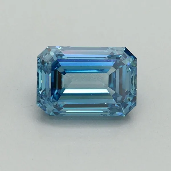 1.01ct EMERALD Fancy Vivid Blue VVS2 Coloured Lab diamond