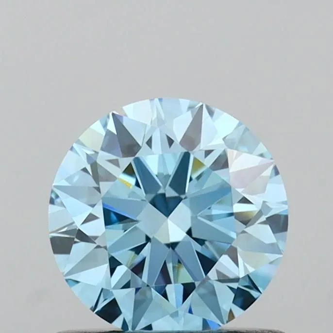 0.74ct ROUND Fancy Vivid Blue VVS2 Coloured Lab diamond