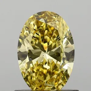 0.86ct OVAL Fancy Vivid Yellow SI1 Coloured Lab diamond