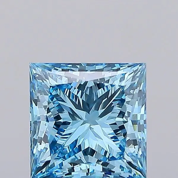 4.06ct PRINCESS Fancy Vivid Blue VVS2 Coloured Lab diamond