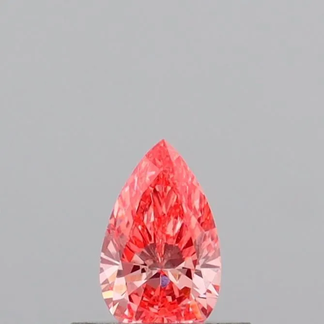 0.39ct PEAR Fancy Vivid Orangey Pink VS1 Coloured Lab diamond