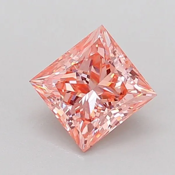 0.92ct PRINCESS Fancy Intense Pink VS1 Coloured Lab diamond