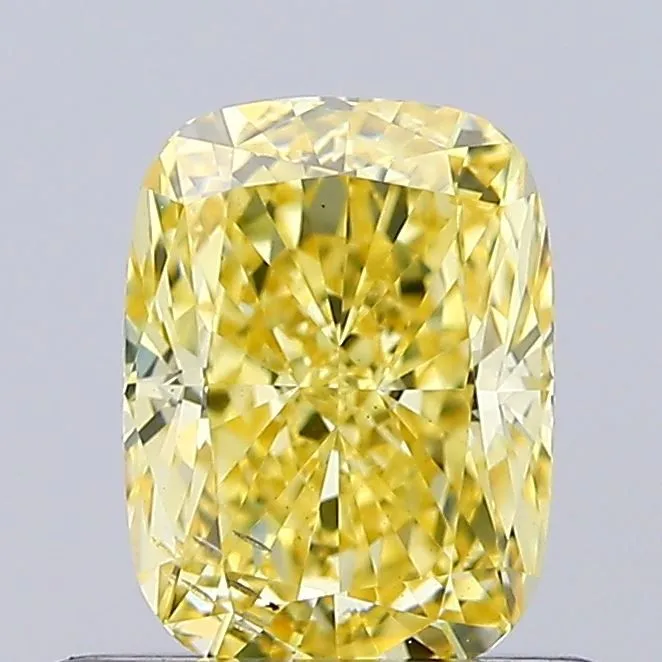0.71ct CUSHION Fancy Intense Yellow SI1 Coloured Lab diamond