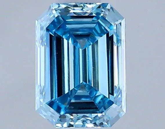 0.7ct EMERALD Fancy Vivid Blue VVS2 Coloured Lab diamond